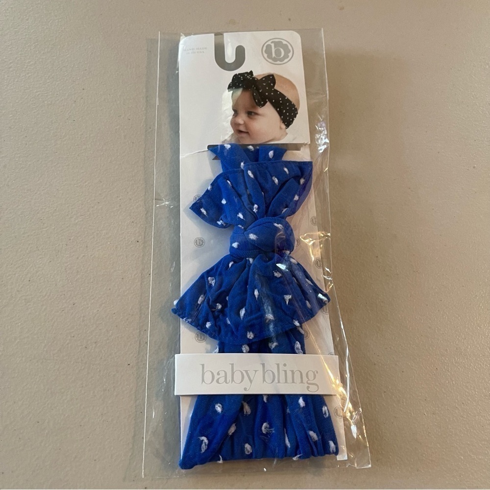 NWT Baby Bling blue white bow